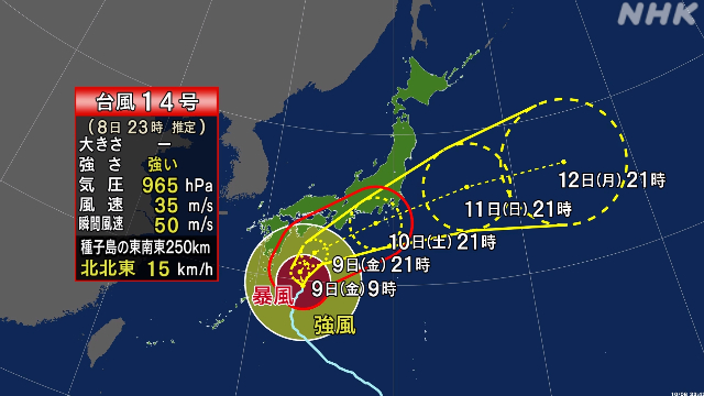 １４号の台風情報🌀🌀🌀